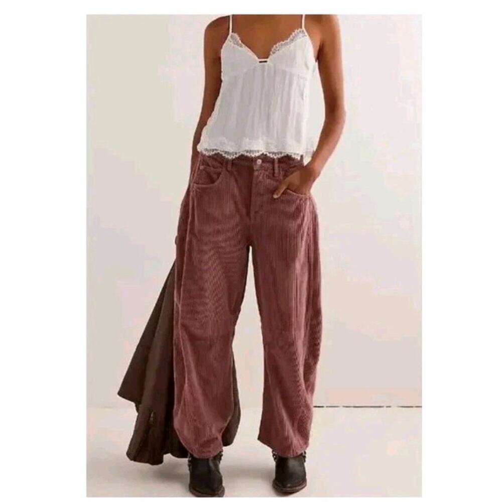 Wide Leg Corduroy Jeans - Dusty Rose